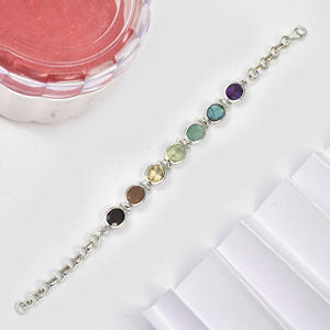 Top Quality 925 Sterling Silver Natural Multi Gemstone <b>Bracelets</b> Unique Design 925 Silver Jewelry Manufacturer Women's <b>Bracelet</b> - Product Image 2