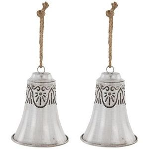 Red Metal Christmas Bell Ornament with <b>Star</b> Cutout and Ring Top Traditional Holiday Decor - Product Image 2