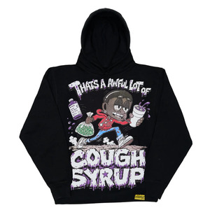 Sudadera con Capucha de Alta Calidad 100% Algodón Grueso para Hombre, Ropa Urbana con Estampado 'THAT'S A AWFUL LOT OF COUGH SYRUP' - Product Image 1