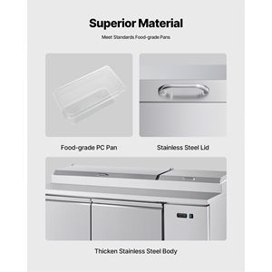 Frigorifero Commerciale da 67 Pollici con Piano di Lavoro Ultra Largo da 20 Pollici per Preparazione Pizza, 20.3 Cu.Ft, Singolo D per Preparazione Alimenti - Product Image 4