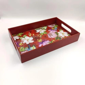 Ensemble de 3 plateaux en MDF de qualité supérieure, motif floral émaillé, pour la décoration de la maison, le petit-déjeuner ou comme organiseur de bijoux - Product Image 1