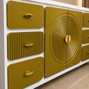 Modern Designer <b>Sideboard</b> Cabinet with <b>Storage</b> Drawers and Decorative Doors for Living Room Dining Room Hallway Wooden Console - Product Image 4