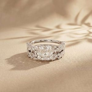 Precioso anillo de compromiso de moissanita con corte princesa de 1 quilate para mujer, plata 925, regalo de promesa para amantes. - Product Image 3