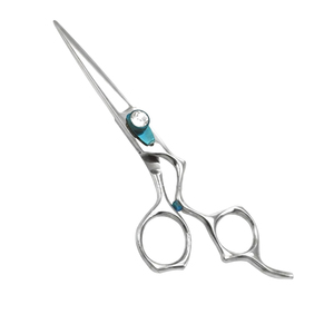 Ciseaux de coiffure professionnels en acier inoxydable, manche ergonomique décalé, pour barbier et salon, OEM Pakistan - Product Image 1