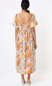 Summer Casual Cute Boho Printed Women's Beach Floral Printed Summer Women Short Sleeves Calf Length Square Neck Print Dresses - Product Image 2