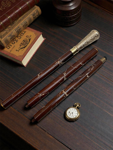 Canne de marche en bois artisanale avec poignée métallique gravée, canne pliante à trois sections détachable, finition bois brun, style vintage - Product Image 3