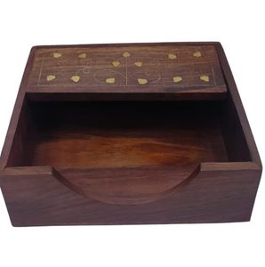 Boîte à mouchoirs multifonctionnelle en bois d'acacia foncé, faite à la main, moderne, autoportante, écologique et décorative - Product Image 3