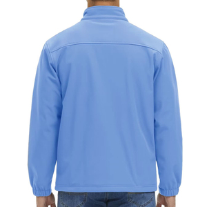 Custom Men’s <b>Light</b> Blue Softshell <b>Jacket</b> <b>Waterproof</b> Windproof Outdoor Sportswear High Quality Full Zip <b>Jacket</b> with Chest Yoke - Product Image 4