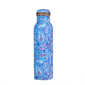 Botella de hidratación de cobre puro Royal Sacred Cow Pink Lotus Art, para uso en el hogar, viajes y fiestas - Product Image 5