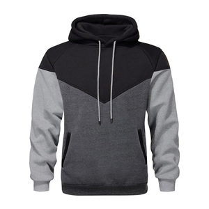Sweat-shirt à capuche pour homme, color-block, manches raglan, coupe classique, décontracté, pour l'automne, avec poches, en tissu French Terry - Product Image 1