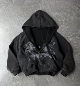Oversized <b>Black</b> Zip-Up Hoodie <b>Men</b> <b>Tie</b>-Dye Fleece 100% Cotton Pocket Regular Sleeve Winter Casual Streetwear - Product Image 3