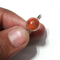 Anillo de ópalo de fuego natural, anillo de plata de ley 925 con ópalo cabujón, anillos de piedras preciosas, anillo de boda, anillo de piedra de nacimiento, regalo para mujer
