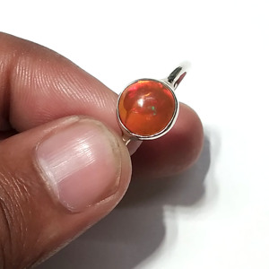 Natural Fire Opal Ring, Solid 925 Starling Silver Opal Cabochon Gemstone Rings <b>Wedding</b> Ring Birthstone Ring <b>Gift</b> For Women - Product Image 2