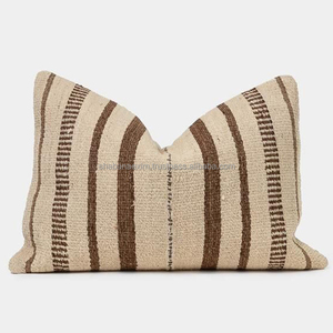 Funda de cojín tejida a mano, funda de almohada tejida, decoración del hogar, funda de cojín de algodón sostenible de lujo de la India - Product Image 6