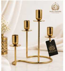 Candélabre classique en métal argenté brillant à 3 bras, support de bougies coniques à branches en spirale, centre de table européen pour salle à manger - Product Image 5