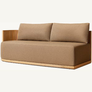 Sofá de dos plazas hecho de madera de teca con cojines suaves, duraderos y de buena calidad. - Product Image 5