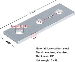 Heneng 9-Pack 3 Hole Flat Splice <b>Plates</b> for 1-5/8" Strut Channel, Heavy-Duty Connector Bracket, 1/4" Thick Steel Construction - Product Image 2