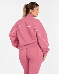 OEM <b>Women's</b> Contrastline Full Zip Tracksuit Two Piece Casual Outfit Relaxed <b>Jacket</b> And Wide Leg Pants Matching Apparel Set - Product Image 4