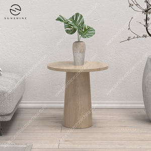 Table basse moderne en bois avec plateau rond et design à trois pieds pour salon, style minimaliste, décoration intérieure durable - Product Image 5