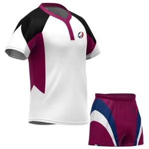 White Maroon Rugby Uniform for Men Jersey and Shorts Athletic Team Kit Lightweight Sportswear Breathable Training Match - Product Image 5