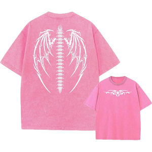 Men's Beige Gothic <b>Dragon</b> Wing Silk Screen Printed Short Sleeve O-Neck <b>T</b>-<b>Shirt</b> Loose Fit 100% Cotton Jersey Breathable - Product Image 4
