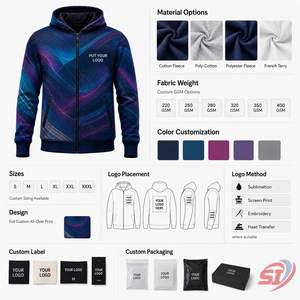 Sudadera con Capucha Personalizada por Sublimación, Cian Magenta, Cierre Completo, Impresión Espectral, Marca Privada, Logotipo OEM, Proveedor Mayorista de Artículos Deportivos - Product Image 6