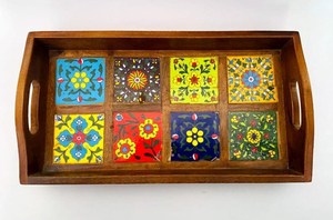 Bandeja de Servir Desechable de Madera Hecha a Mano con Nudos Rosas, Impresión Digital, Plato Ecológico para Bodas, para Uso Decorativo - Product Image 3