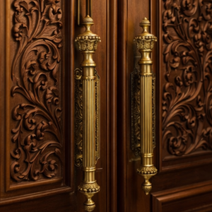 Manija de Puerta de Latón Sólido de Lujo Estilo Bastión Real |   Pilar Reforzado Moderno y Duradero para Exteriores, Decorativo para Entrada Principal de Hotel - Product Image 3