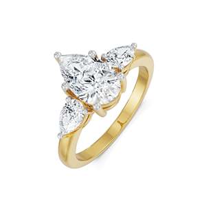 Anillo de Compromiso y Boda con Moissanita Corte Pera, Diseño de Triple Pera, Chapado en Oro, Plata y Oro Rosa, Joyería Nupcial Clásica de Lujo - Product Image 6