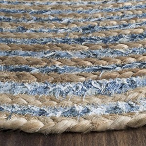 Alfombra Ovalada de Yute Trenzado, Rayas Azul Grisáceo, Estilo Oriental, Lavable, Reversible, de Pelo Bajo, para Sala de Estar - Product Image 5