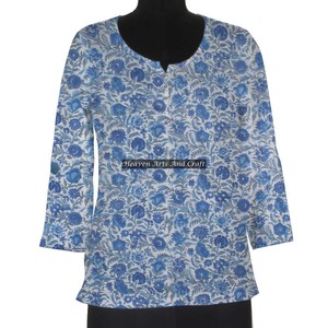 Vente en gros robe indienne en coton imprimé en bloc tenue d'été décontractée femme robe courte vente en gros indien main imprimé en bloc - Product Image 1