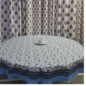 Handcrafted Block Printed Floral Elegant Cotton Dining <b>Table</b> <b>Cover</b>-Customizable Durable Eco-Friendly for Wedding Home Use - Product Image 1