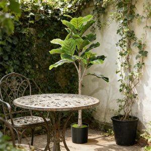 Albero di Fico Artificiale Verde per Decorazione Casa e Ufficio, Pianta in Vaso - Product Image 1