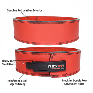 เข็มขัดยกน้ำหนัก Rexfit Sport หนังแท้ สำหรับการฝึกซ้อมในยิม เพาะกาย สควอท และเดดลิฟท์ เข็มขัดพยุงหลังหนังแท้สำหรับผู้ชาย - Product Image 4
