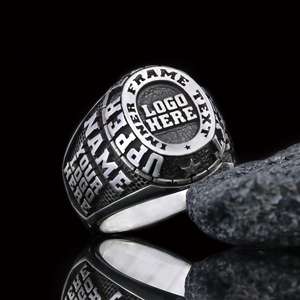 Anillo de Graduación Universitario BOJ MCollege Ring 010 Personalizado en Plata con Diamantes, Unisex, Certificado por GIA, Micro, Bajo Precio - Product Image 2