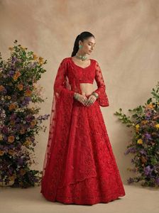 Lehenga Choli de mariée avec broderie Zardosi et motif papillon en résille pour fiançailles, Diwali et soirées de gala - Product Image 5