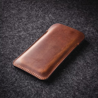 Étui de téléphone en cuir véritable fait main, mini étui Crazy Horse, pochette fine, étui personnalisé, cadeau, logo personnalisé, RFID