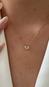 Collier Pendentif Breloque Diamant Cœur Taillé en Bezel, Or Massif 14K 18K, Diamant de Laboratoire, Minimaliste, pour Usage Quotidien, Chaîne à Superposer, Bijoux Fins - Product Image 5