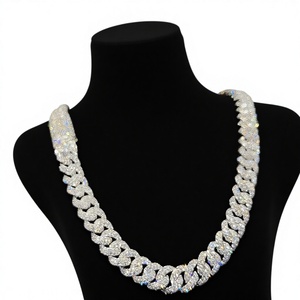 สร้อยคอคิวบาลิงค์หรูหราประดับเพชรโมอิสซาไนต์ทรงเหลี่ยมเจียระไนแบบบริลเลียนท์ เงินแท้ 925 เครื่องประดับฮิปฮอปสำหรับงานปาร์ตี้ ของขวัญสำหรับเธอ - Product Image 1