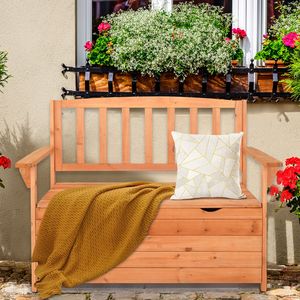 Box portaoggetti da giardino in cedro 112*58*84 cm con schienale e braccioli, rosso arancione brillante - Product Image 4