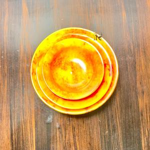 Juego de Tazones de Resina Clásicos Apilables, Ecológicos, Diseño Marmoleado Amarillo Naranja, Acabado Pulido, para Servir Comida en Bodas - Product Image 6
