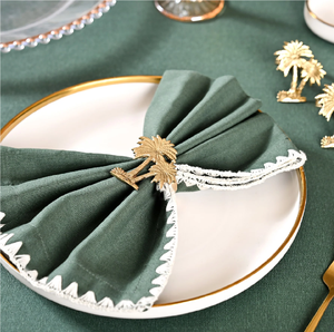 Eco-Friendly Brass Napkin Ring Leaf <b>Folding</b> Design <b>Table</b> Decorative Pieces perfect for weddings banquets or festive dinners Used - Product Image 6