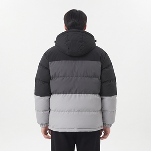 Chaqueta Acolchada con Capucha para Hombre HAWK EYE, Diseño Color Block, Invierno, Casual, Gruesa, Relleno de Poliéster, Cierre de Cremallera - Product Image 4