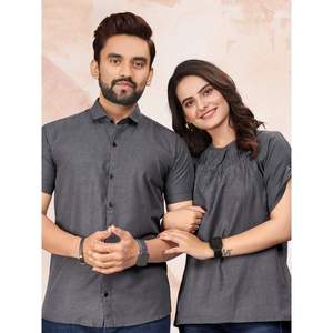 ชุดทำงานคู่ผ้าฝ้ายทอลินินสีเทา - Product Image 1