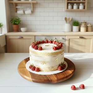 Wood Double Tier Rotating <b>Tray</b> Smooth-Spin Lazy Susan for Tabletop <b>Spice</b> Serving - Product Image 4