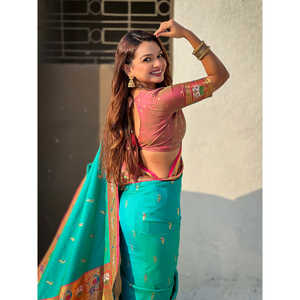 Sari en soie douce bleu aqua Elite Weaves Swan Rajhans Paithani, foulards et châles ethniques 650g - Product Image 3