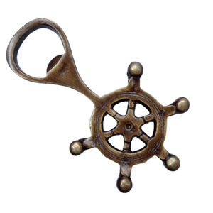 Abridor de Botellas con Forma de Timón de Barco de Latón Sólido, Herramienta de Bar Náutica Vintage, Regalo, Acabado Pulido Brillante, Removedor de Tapas de Cerveza de Metal Duradero - Product Image 4