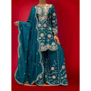 Conjunto Elegante de Top y Pantalón con Dupatta para Fiestas - Trajes Elegantes para Mujer - Product Image 1