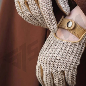 Leather <b>Gloves</b> Wrist Length Breathable Knitted Design Plain Style Casual Wear Spring Summer Unlined - Product Image 6
