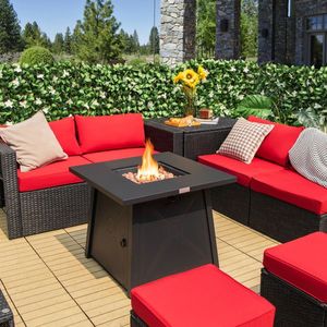 30-Inch Square Propane Gas Fire <b>Table</b> with Waterproof <b>Cover</b> for Outdoor Use - Product Image 1